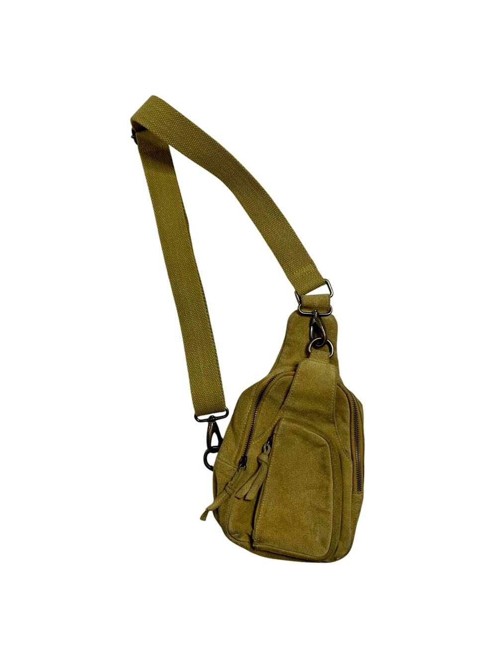 Free people hudson sling bag Yellow suede leather cross body utility purse
